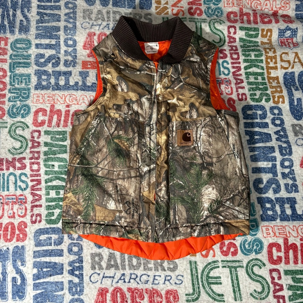 Carhartt Camouflage/Orange Reversible Vest XXS 4/5
